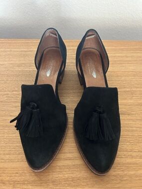 Jeffrey Campbell Black Suede Tassel D'Orsay Mules